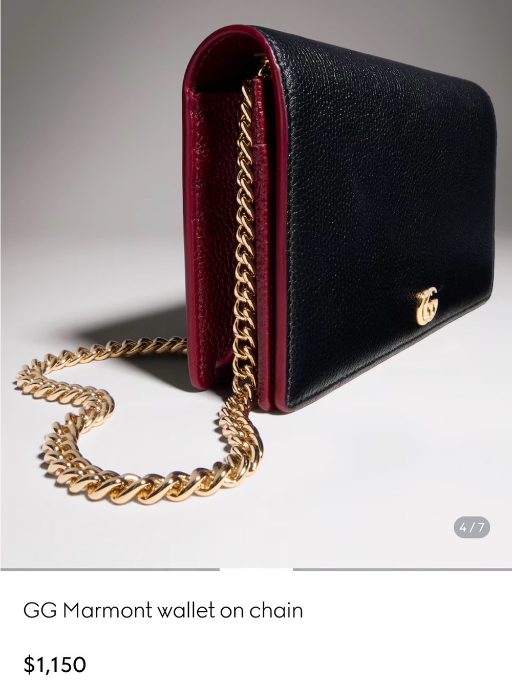 NEW 2026 Gucci GG Marmot Wallet on Chain black red